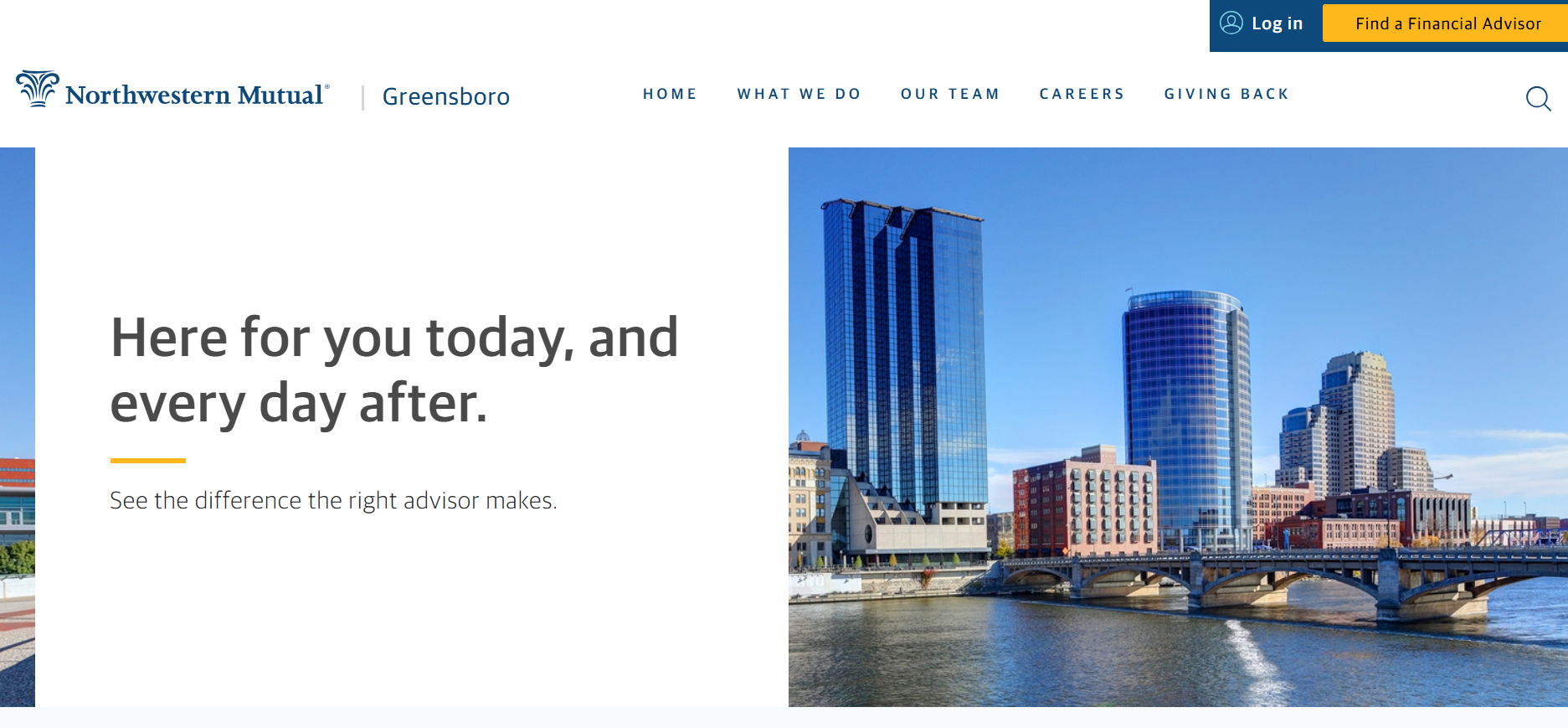 Screenshot of the Northwestern Mutual website homepage