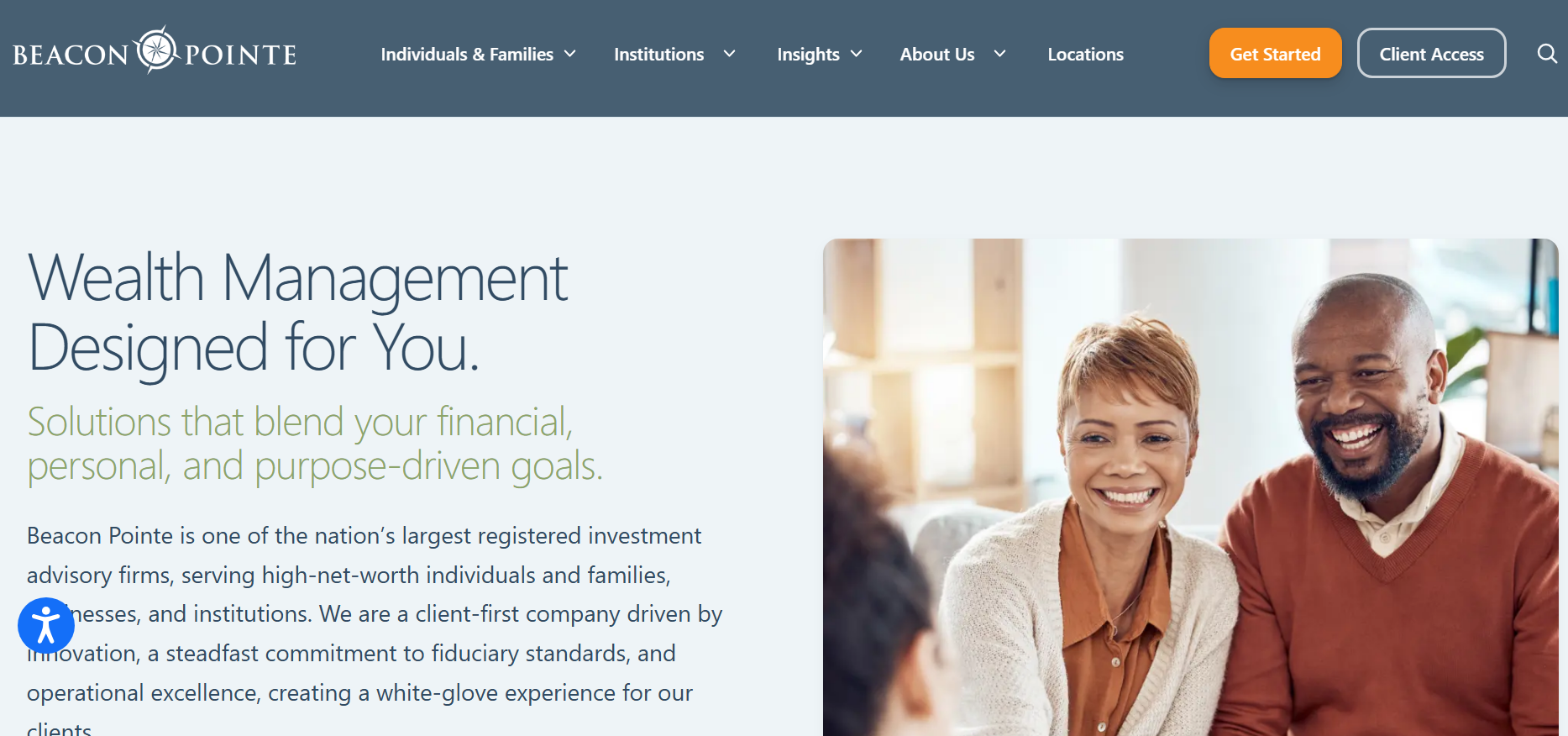 Screenshot of the Beacon Pointe Advisors website homepage