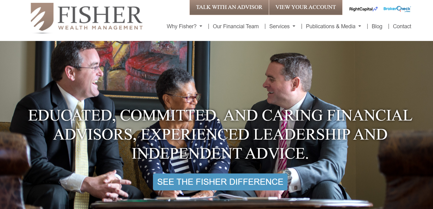 Screenshot of the Fisher Wealth Management website homepage